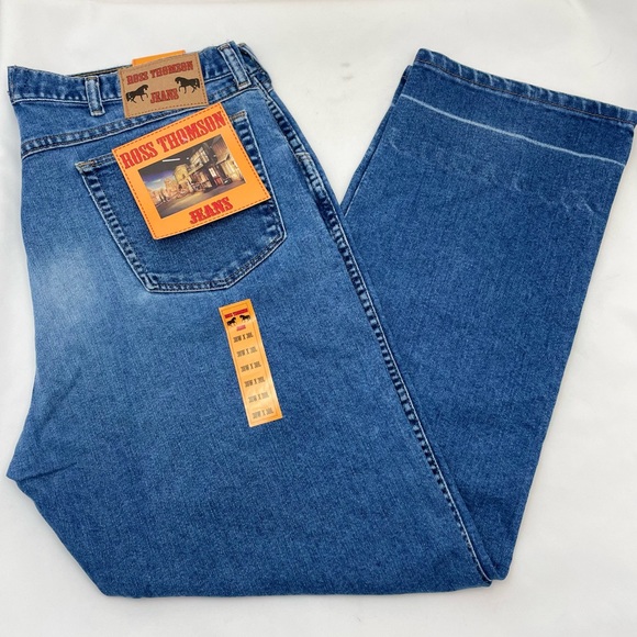 Ross Thomson Denim Jeans Blue Straight Medium Wash Flawed NWT Men's 38 W x 30 - Picture 1 of 14